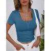 imageANRABESS Womens Short Sleeve Henley Shirts Ribbed Slim Fitted Tee Summer Work Tops 2026 Button Blouse Spring Vacation ClothesIndigo