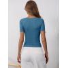 imageANRABESS Womens Short Sleeve Henley Shirts Ribbed Slim Fitted Tee Summer Work Tops 2026 Button Blouse Spring Vacation ClothesIndigo