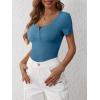 imageANRABESS Womens Short Sleeve Henley Shirts Ribbed Slim Fitted Tee Summer Work Tops 2026 Button Blouse Spring Vacation ClothesIndigo