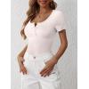 imageANRABESS Womens Short Sleeve Henley Shirts Ribbed Slim Fitted Tee Summer Work Tops 2026 Button Blouse Spring Vacation ClothesLight Beige