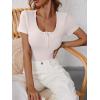imageANRABESS Womens Short Sleeve Henley Shirts Ribbed Slim Fitted Tee Summer Work Tops 2026 Button Blouse Spring Vacation ClothesLight Beige