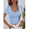 imageANRABESS Womens Short Sleeve Henley Shirts Ribbed Slim Fitted Tee Summer Work Tops 2026 Button Blouse Spring Vacation ClothesLight Blue