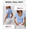 imageANRABESS Womens Short Sleeve Henley Shirts Ribbed Slim Fitted Tee Summer Work Tops 2026 Button Blouse Spring Vacation ClothesLight Blue