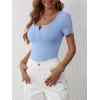 imageANRABESS Womens Short Sleeve Henley Shirts Ribbed Slim Fitted Tee Summer Work Tops 2026 Button Blouse Spring Vacation ClothesLight Blue