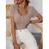imageANRABESS Womens Short Sleeve Henley Shirts Ribbed Slim Fitted Tee Summer Work Tops 2026 Button Blouse Spring Vacation ClothesLight Khaki