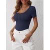 imageANRABESS Womens Short Sleeve Henley Shirts Ribbed Slim Fitted Tee Summer Work Tops 2026 Button Blouse Spring Vacation ClothesNavy Blue