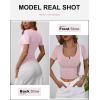 imageANRABESS Womens Short Sleeve Henley Shirts Ribbed Slim Fitted Tee Summer Work Tops 2026 Button Blouse Spring Vacation ClothesNutmeg