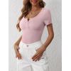 imageANRABESS Womens Short Sleeve Henley Shirts Ribbed Slim Fitted Tee Summer Work Tops 2026 Button Blouse Spring Vacation ClothesNutmeg
