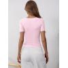imageANRABESS Womens Short Sleeve Henley Shirts Ribbed Slim Fitted Tee Summer Work Tops 2026 Button Blouse Spring Vacation ClothesPink