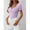 imageANRABESS Womens Short Sleeve Henley Shirts Ribbed Slim Fitted Tee Summer Work Tops 2026 Button Blouse Spring Vacation ClothesPurple