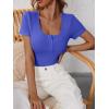imageANRABESS Womens Short Sleeve Henley Shirts Ribbed Slim Fitted Tee Summer Work Tops 2026 Button Blouse Spring Vacation ClothesRoyal Blue