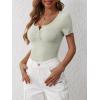 imageANRABESS Womens Short Sleeve Henley Shirts Ribbed Slim Fitted Tee Summer Work Tops 2026 Button Blouse Spring Vacation ClothesSage Green