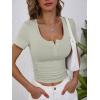 imageANRABESS Womens Short Sleeve Henley Shirts Ribbed Slim Fitted Tee Summer Work Tops 2026 Button Blouse Spring Vacation ClothesSage Green