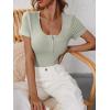 imageANRABESS Womens Short Sleeve Henley Shirts Ribbed Slim Fitted Tee Summer Work Tops 2026 Button Blouse Spring Vacation ClothesSage Green