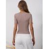imageANRABESS Womens Short Sleeve Henley Shirts Ribbed Slim Fitted Tee Summer Work Tops 2026 Button Blouse Spring Vacation ClothesTaupe