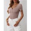 imageANRABESS Womens Short Sleeve Henley Shirts Ribbed Slim Fitted Tee Summer Work Tops 2026 Button Blouse Spring Vacation ClothesTaupe