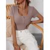 imageANRABESS Womens Short Sleeve Henley Shirts Ribbed Slim Fitted Tee Summer Work Tops 2026 Button Blouse Spring Vacation ClothesTaupe