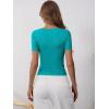 imageANRABESS Womens Short Sleeve Henley Shirts Ribbed Slim Fitted Tee Summer Work Tops 2026 Button Blouse Spring Vacation ClothesTeal