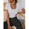 imageANRABESS Womens Short Sleeve Henley Shirts Ribbed Slim Fitted Tee Summer Work Tops 2026 Button Blouse Spring Vacation ClothesWhite
