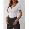 imageANRABESS Womens Short Sleeve Henley Shirts Ribbed Slim Fitted Tee Summer Work Tops 2026 Button Blouse Spring Vacation ClothesWhite