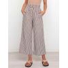 imageANRABESS Womens Striped Gingham Palazzo Capri Pants Pajama Wide Leg Lounge Trousers Plaid Cute Crop PJ Bottoms with PocketsBrown White Stripe