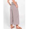 imageANRABESS Womens Striped Gingham Palazzo Capri Pants Pajama Wide Leg Lounge Trousers Plaid Cute Crop PJ Bottoms with PocketsBrown White Stripe