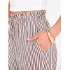 imageANRABESS Womens Striped Gingham Palazzo Capri Pants Pajama Wide Leg Lounge Trousers Plaid Cute Crop PJ Bottoms with PocketsBrown White Stripe