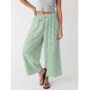 imageANRABESS Womens Striped Gingham Palazzo Capri Pants Pajama Wide Leg Lounge Trousers Plaid Cute Crop PJ Bottoms with PocketsGreen White Plaid