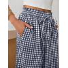 imageANRABESS Womens Striped Gingham Palazzo Capri Pants Pajama Wide Leg Lounge Trousers Plaid Cute Crop PJ Bottoms with PocketsNavy Blue White Plaid