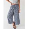 imageANRABESS Womens Striped Gingham Palazzo Capri Pants Pajama Wide Leg Lounge Trousers Plaid Cute Crop PJ Bottoms with PocketsNavy Blue White Plaid