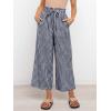 imageANRABESS Womens Striped Gingham Palazzo Capri Pants Pajama Wide Leg Lounge Trousers Plaid Cute Crop PJ Bottoms with PocketsNavy Blue White Plaid