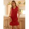 imageANRABESS Womens Summer Casual Beach Mini Dress 2026 Sleeveless V Neck Loose Split WrinkleFree Travel Vacation Short SundressRed