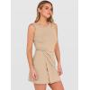 imageANRABESS Womens Summer Dresses 2026 Bodycon Sleeveless Romper Skort Twist Waist Night Out Vacation Mini Dress Built in ShortsBeige