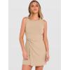 imageANRABESS Womens Summer Dresses 2026 Bodycon Sleeveless Romper Skort Twist Waist Night Out Vacation Mini Dress Built in ShortsBeige