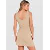 imageANRABESS Womens Summer Dresses 2026 Bodycon Sleeveless Romper Skort Twist Waist Night Out Vacation Mini Dress Built in ShortsBeige