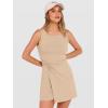 imageANRABESS Womens Summer Dresses 2026 Bodycon Sleeveless Romper Skort Twist Waist Night Out Vacation Mini Dress Built in ShortsBeige