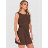 imageANRABESS Womens Summer Dresses 2026 Bodycon Sleeveless Romper Skort Twist Waist Night Out Vacation Mini Dress Built in ShortsCoffee