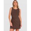 imageANRABESS Womens Summer Dresses 2026 Bodycon Sleeveless Romper Skort Twist Waist Night Out Vacation Mini Dress Built in ShortsCoffee