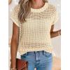 imageANRABESS Womens Tops 2026 Trendy Summer Shirts Crochet Cap Sleeve Knitted Sweater Spring Beach Vacation ClothesBeige