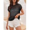 imageANRABESS Womens Tops 2026 Trendy Summer Shirts Crochet Cap Sleeve Knitted Sweater Spring Beach Vacation ClothesBlack