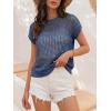 imageANRABESS Womens Tops 2026 Trendy Summer Shirts Crochet Cap Sleeve Knitted Sweater Spring Beach Vacation ClothesBlue