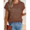imageANRABESS Womens Tops 2026 Trendy Summer Shirts Crochet Cap Sleeve Knitted Sweater Spring Beach Vacation ClothesBrown
