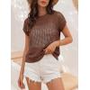 imageANRABESS Womens Tops 2026 Trendy Summer Shirts Crochet Cap Sleeve Knitted Sweater Spring Beach Vacation ClothesBrown