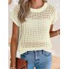 imageANRABESS Womens Tops 2026 Trendy Summer Shirts Crochet Cap Sleeve Knitted Sweater Spring Beach Vacation ClothesCream White