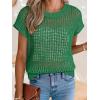 imageANRABESS Womens Tops 2026 Trendy Summer Shirts Crochet Cap Sleeve Knitted Sweater Spring Beach Vacation ClothesGreen