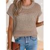 imageANRABESS Womens Tops 2026 Trendy Summer Shirts Crochet Cap Sleeve Knitted Sweater Spring Beach Vacation ClothesKhaki