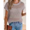 imageANRABESS Womens Tops 2026 Trendy Summer Shirts Crochet Cap Sleeve Knitted Sweater Spring Beach Vacation ClothesLight Khaki