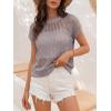 imageANRABESS Womens Tops 2026 Trendy Summer Shirts Crochet Cap Sleeve Knitted Sweater Spring Beach Vacation ClothesLight Khaki