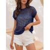 imageANRABESS Womens Tops 2026 Trendy Summer Shirts Crochet Cap Sleeve Knitted Sweater Spring Beach Vacation ClothesNavy Blue