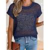 imageANRABESS Womens Tops 2026 Trendy Summer Shirts Crochet Cap Sleeve Knitted Sweater Spring Beach Vacation ClothesNavy Blue